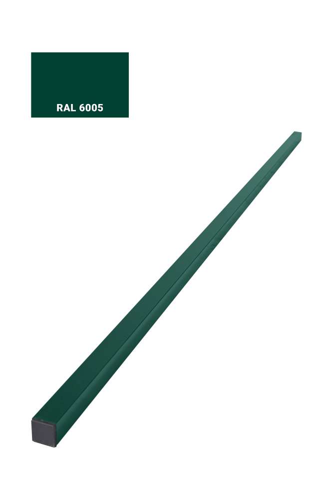 Столб для забора 40*40 Н-3000мм, с пластиковой заглушкой ППК RAL6005 (зеленый)